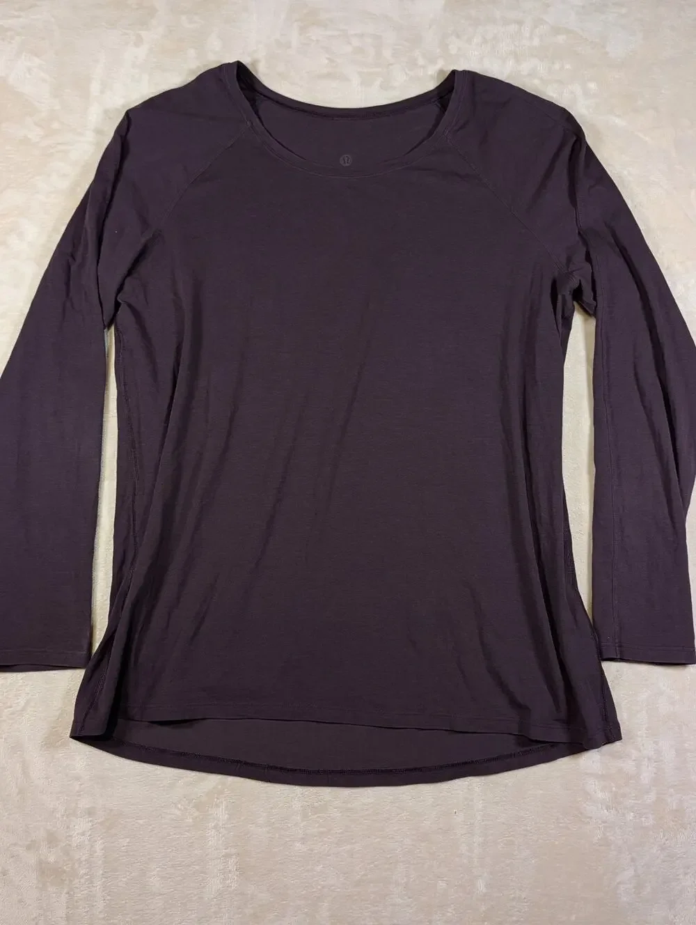 Lululemon Emerald Long Sleeve Shirt Black Cherry Dark Purple Pima Cotton Large